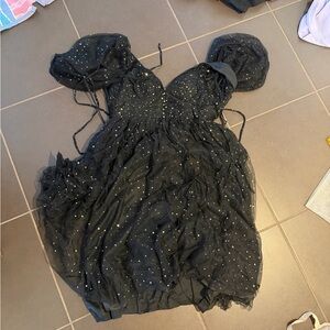 Black Dress with Gold Accents